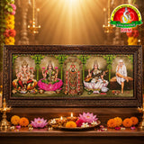 5-in-1 Large Devotional Matte Finish Photo Frame – Balaji, Lakshmi Devi, Ganesh, Saraswathi & Sai Baba (40 × 16 Inch)