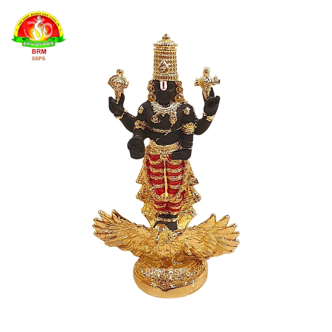 Gold Plated Balaji with Garuda Idol for Pooja & Temple Decor