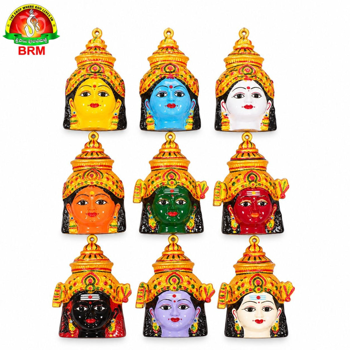 Ammavari Devi Faces Set | Navadurga Devi Faces for Pooja | Small, Medium & Big Size