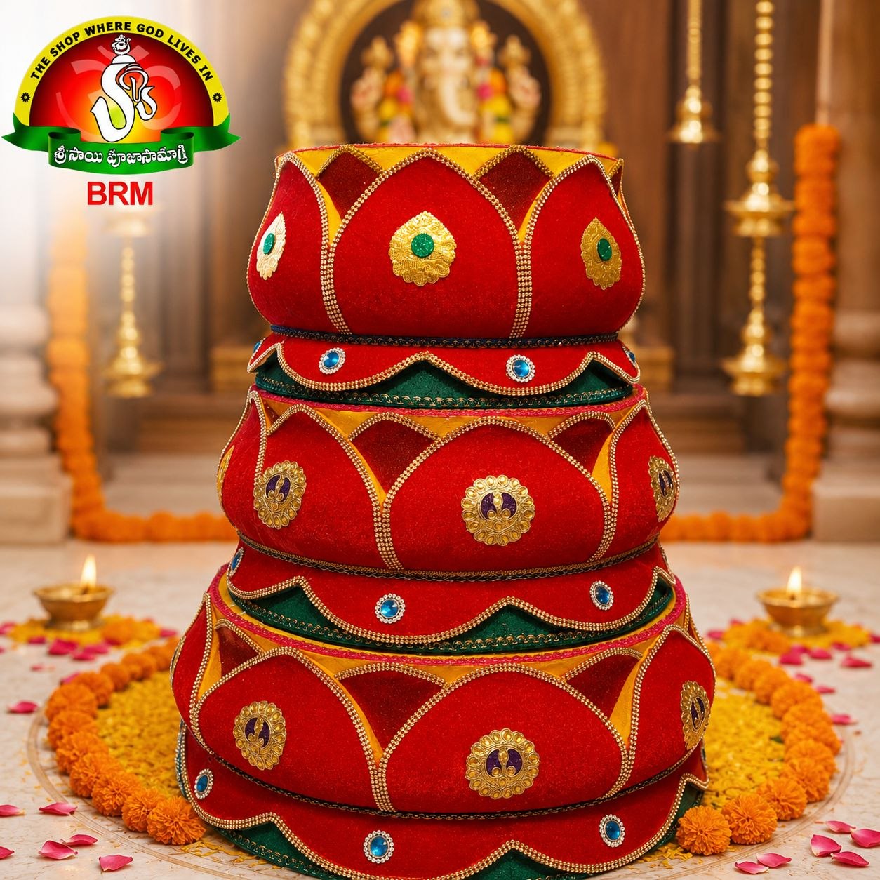 Thermocol Ammavari Pooja Lotus Stand | Decorative Lotus Peeta for Goddess Alankaram