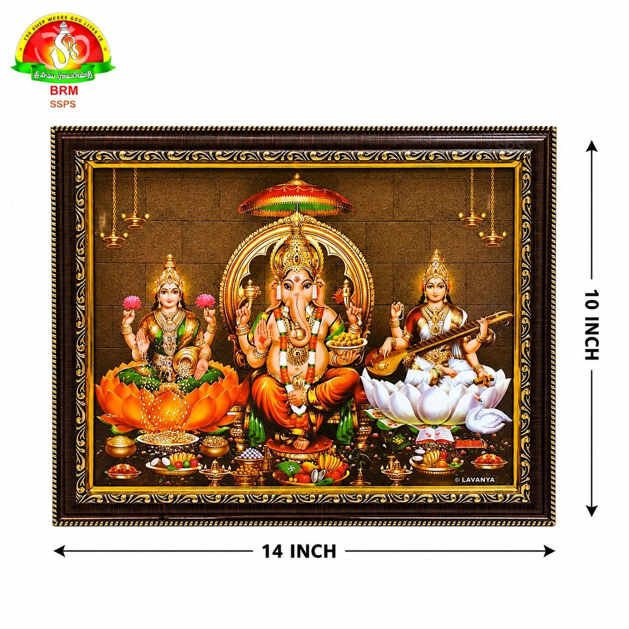 Lakshmi Ganesh Sarasvathi Premium Photo Frame – Waterproof & Unbreakable(14*10 Inch)