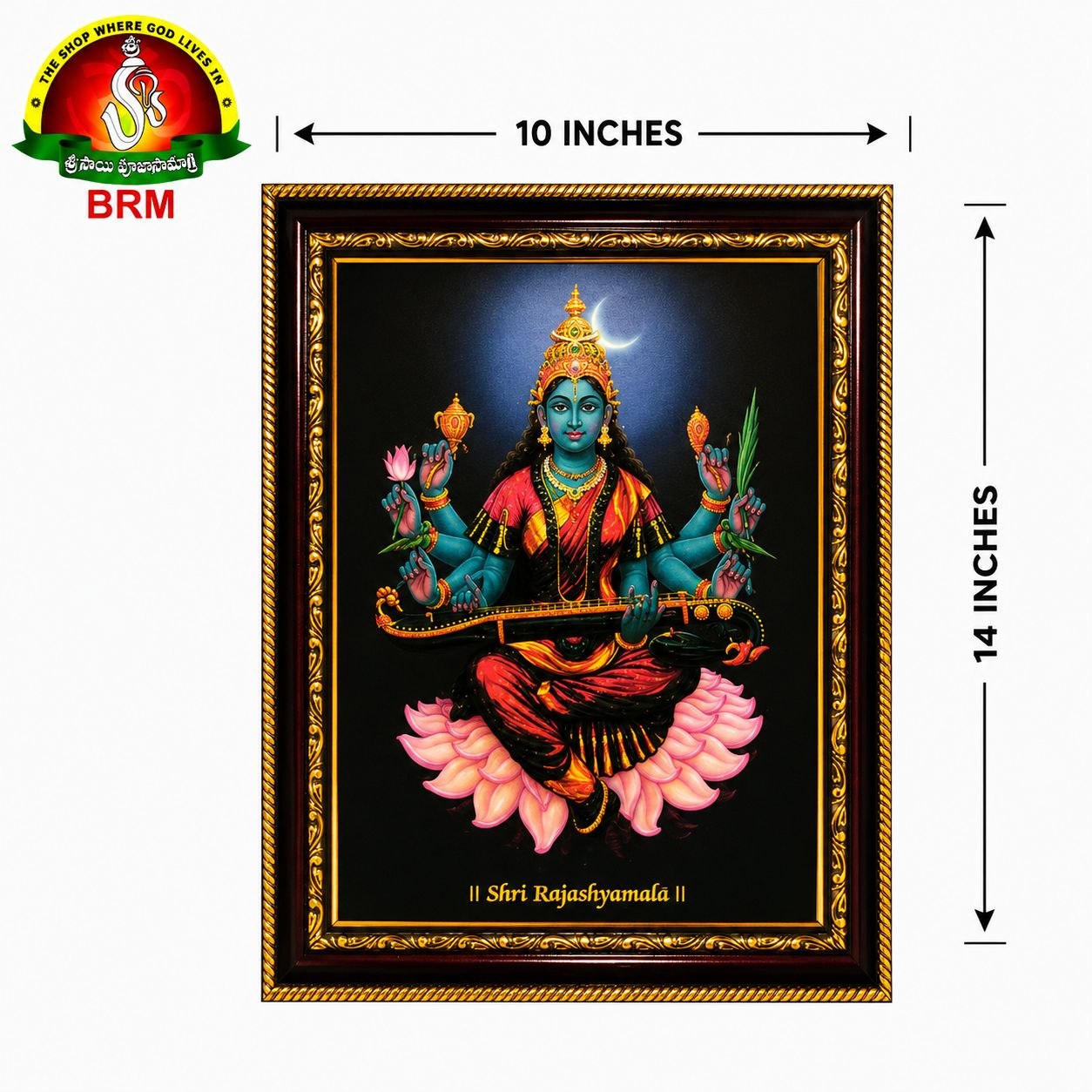 Rajashyamala Mata Matte Finish Photo Frame – 14 x 10 Inch | Divine Goddess Shyamala Wall Frame for Home Temple