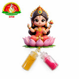 Lakshmi Haldi Pasupu Kumkuma Set | Acrylic Goddess Lakshmi with Pasupu & Kumkuma Bottles