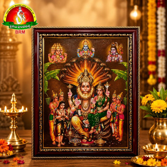 Lakshmi Narasimha Swamy Matte Finish Photo Frame – 14 x 10 Inch | Divine Lord Narasimha Wall Frame