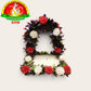 Detachable Foam Flower Arch for Pooja Decoration | Red, White, Deep Violet & Pink Plastic Flowers with Green Leaves