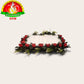 Detachable Foam Flower Arch for Pooja Decoration | Red Rose Plastic Flowers with Green Leaves