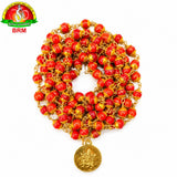 Coral Beads with Gold Cups Big Size Mala | Traditional Pooja Mala