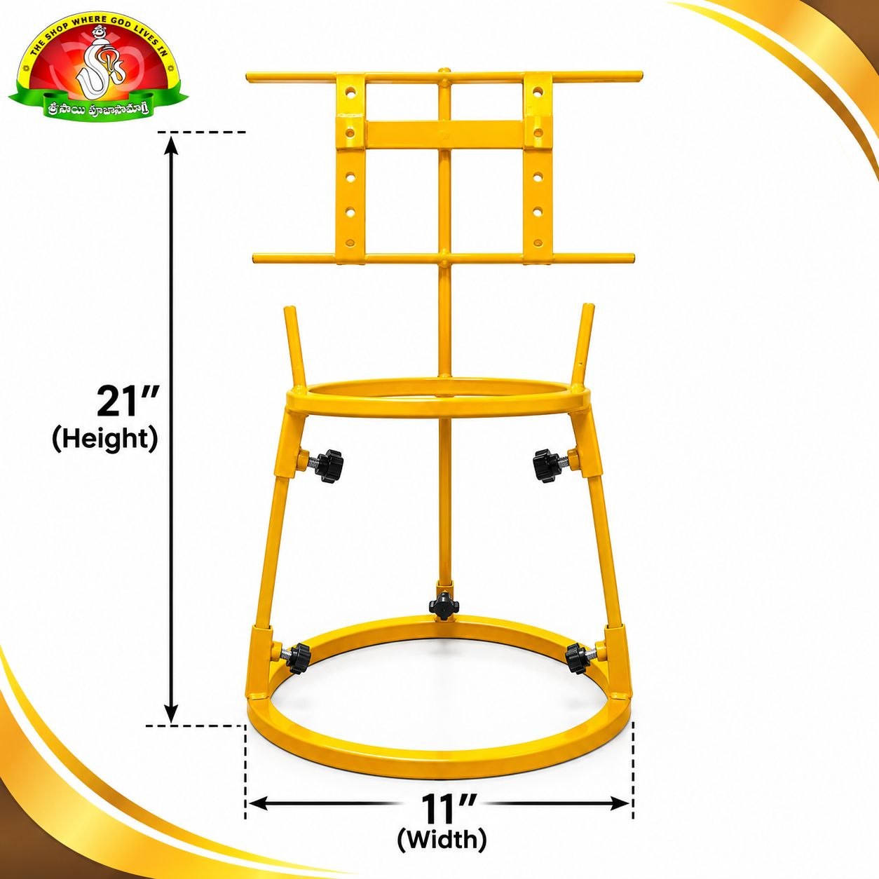 Detachable Ammavari Stand for Varalakshmi Vratham | 5-Step Height Adjustable Mild Steel Stand | Gold Finish | 21 Inches