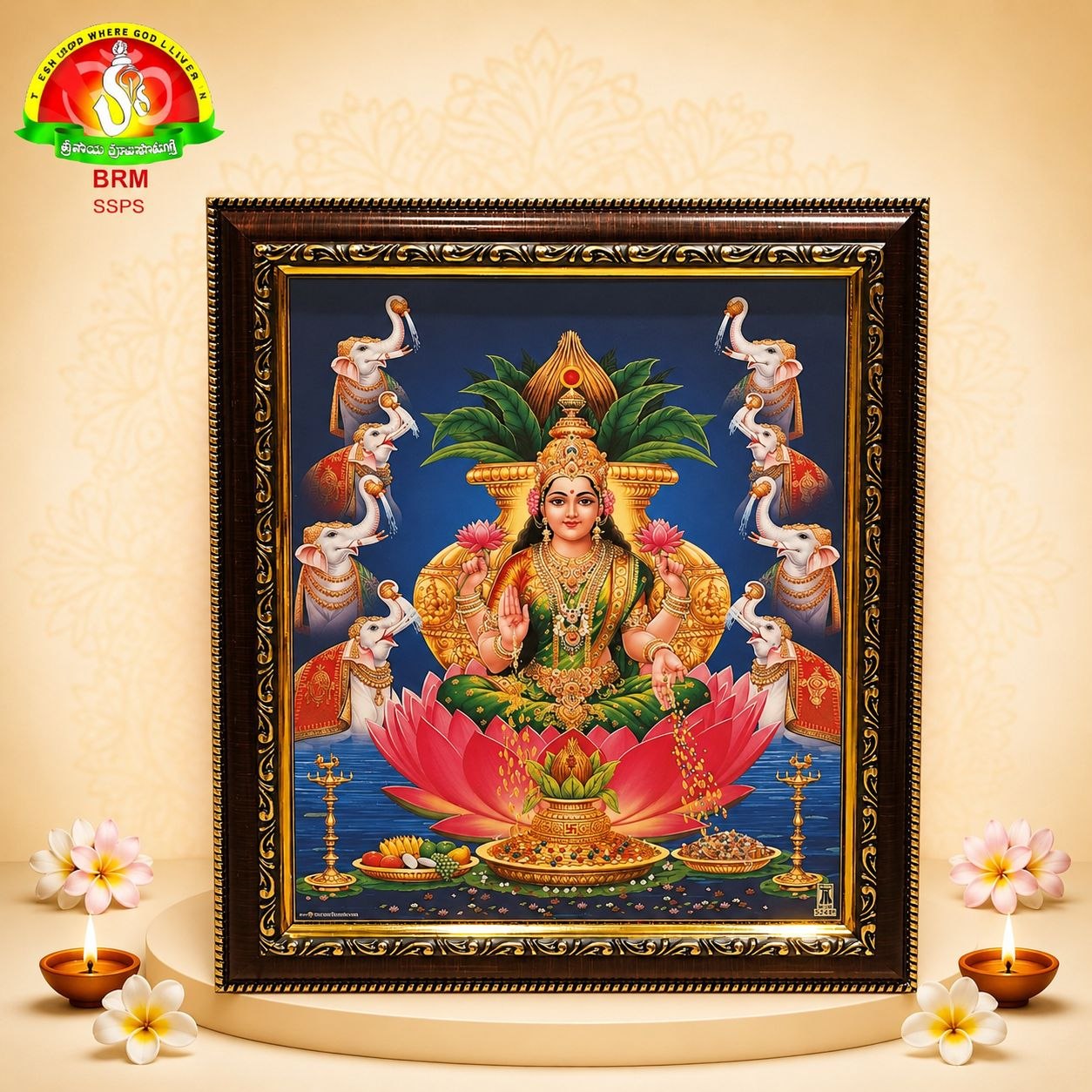 Gaja Lakshmi Matte Finish Photo Frame – Waterproof & Unbreakable  (14×10 Inch)