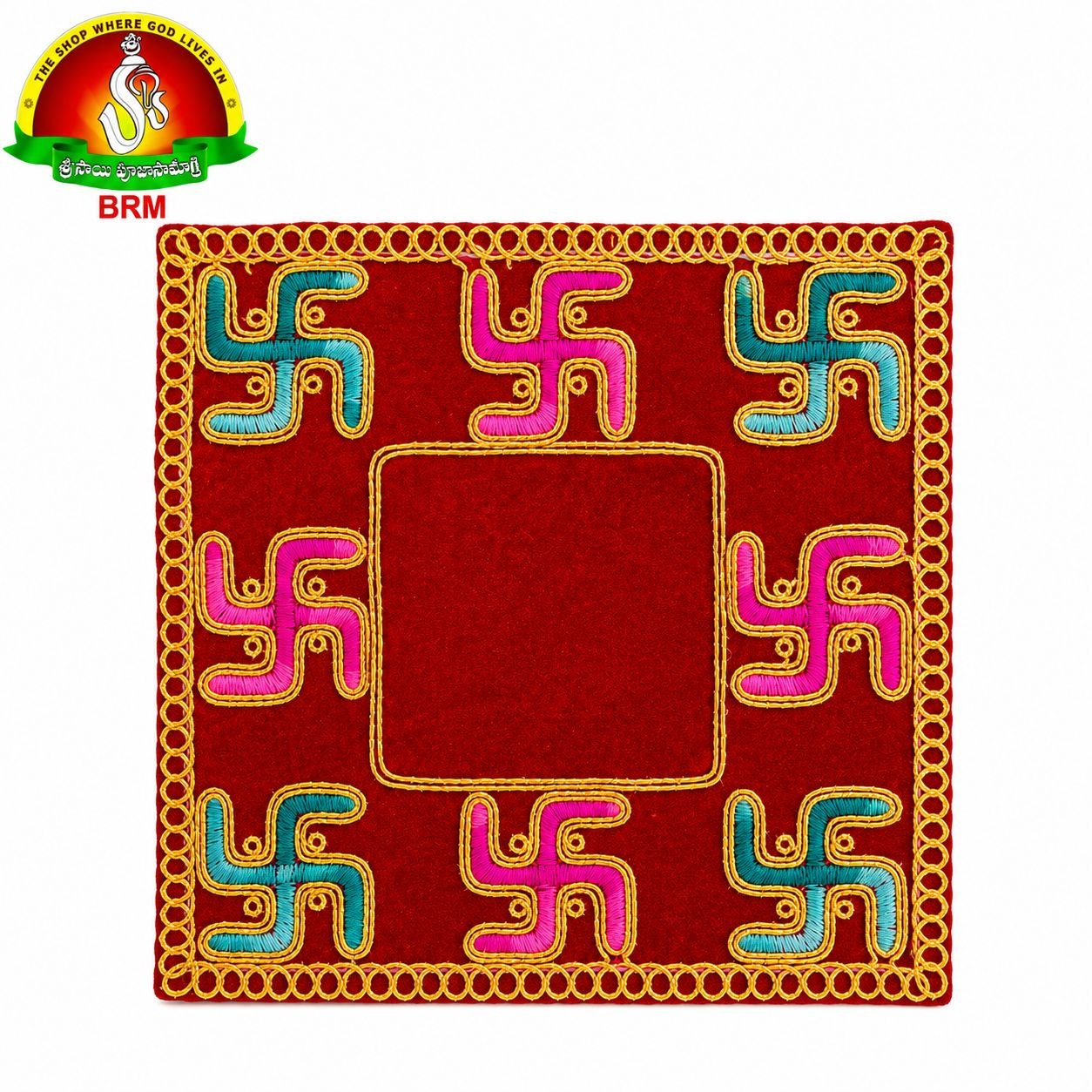 Swastik Design Velvet Pooja Asanam