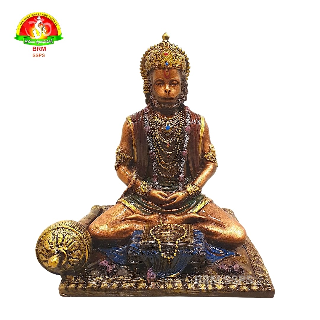 Premium Ceramic Meditating Hanuman Idol for Pooja & Spiritual Decor
