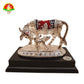 Silver Plated Cow and Calf on Marble Powder Idol for Pooja & Spiritual Decor