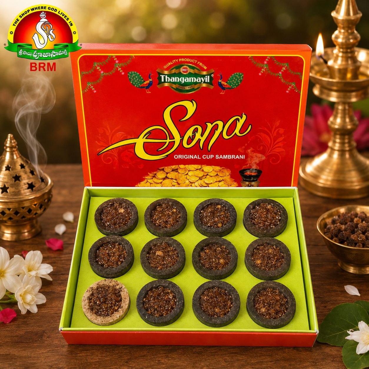 RKT Thangamayil Dhoop Cups |  12 Pieces Pack