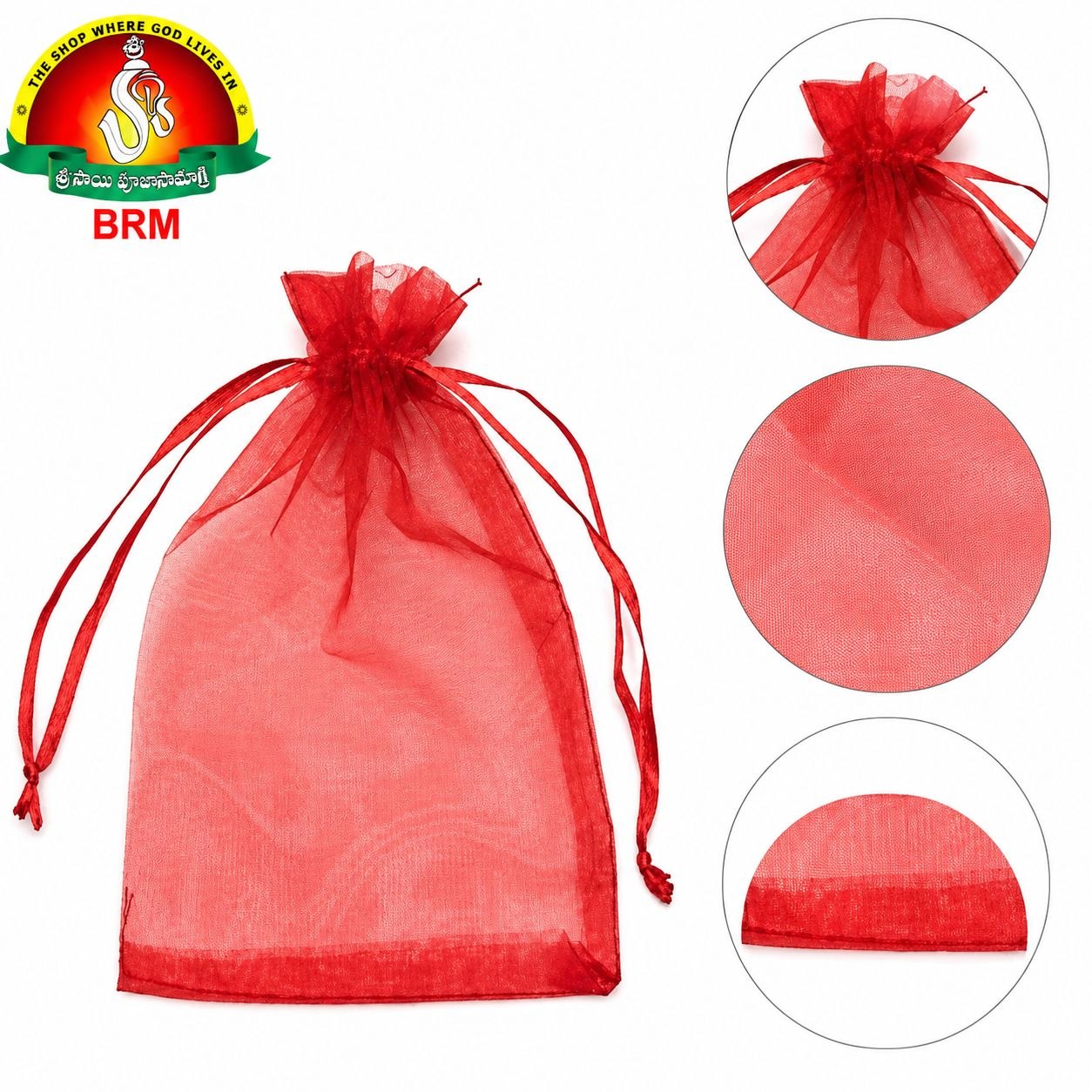 Red Plain Organza Potli Bag | Return Gift Bag