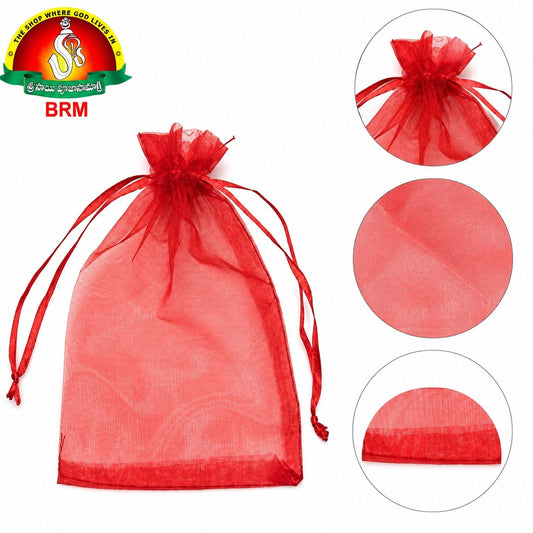 Red Plain Organza Potli Bag | Return Gift Bag