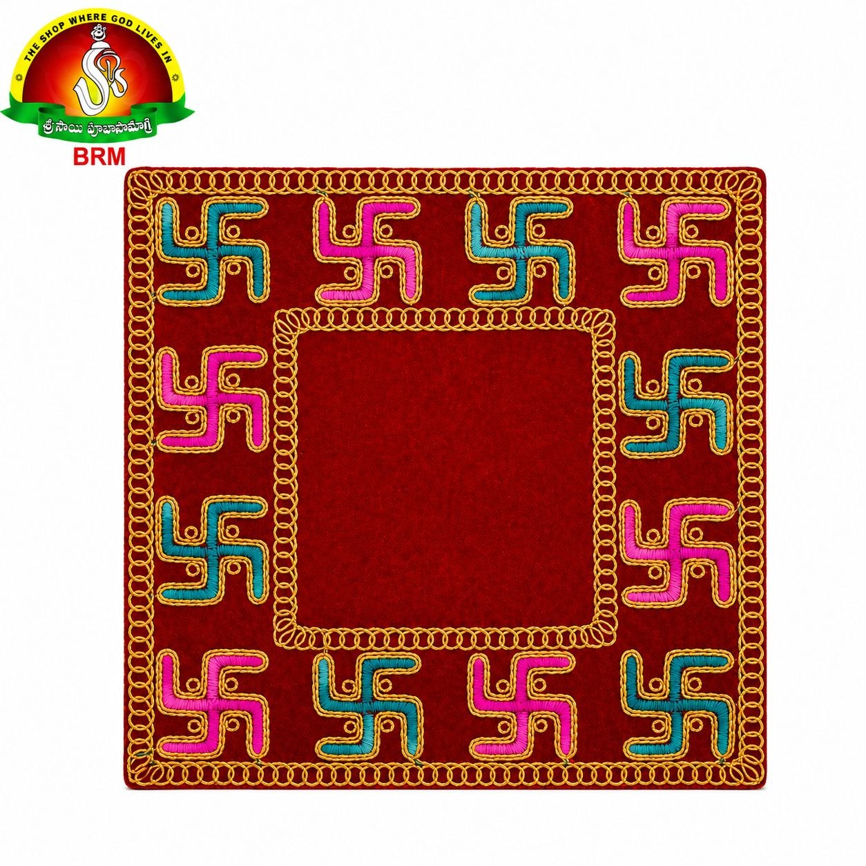 Swastik Design Velvet Pooja Asanam