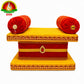 Fancy Velvet Simhasanam Sofa for Varalakshmi Vratham | Yellow & Red with Gold Border