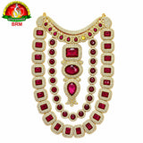 Three Step Pure Brass Haram Set for Ammavari Alankaram | Pink Pagadam & White Stone Goddess Jewellery | 3 Layer Haram Set