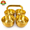 Brass 4 Way Haldi Kumkum Chowmukhi Pooja Katori Set with Plain Handle | Multiple Sizes