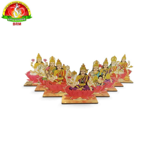 Ashtalakshmi Wooden Stand Set featuring the Eight Divine Forms of Goddess Lakshmi Devi