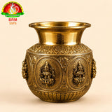 Brass Antique Ashta Lakshmi Lota – Sacred Pooja Kalash with Traditional Design