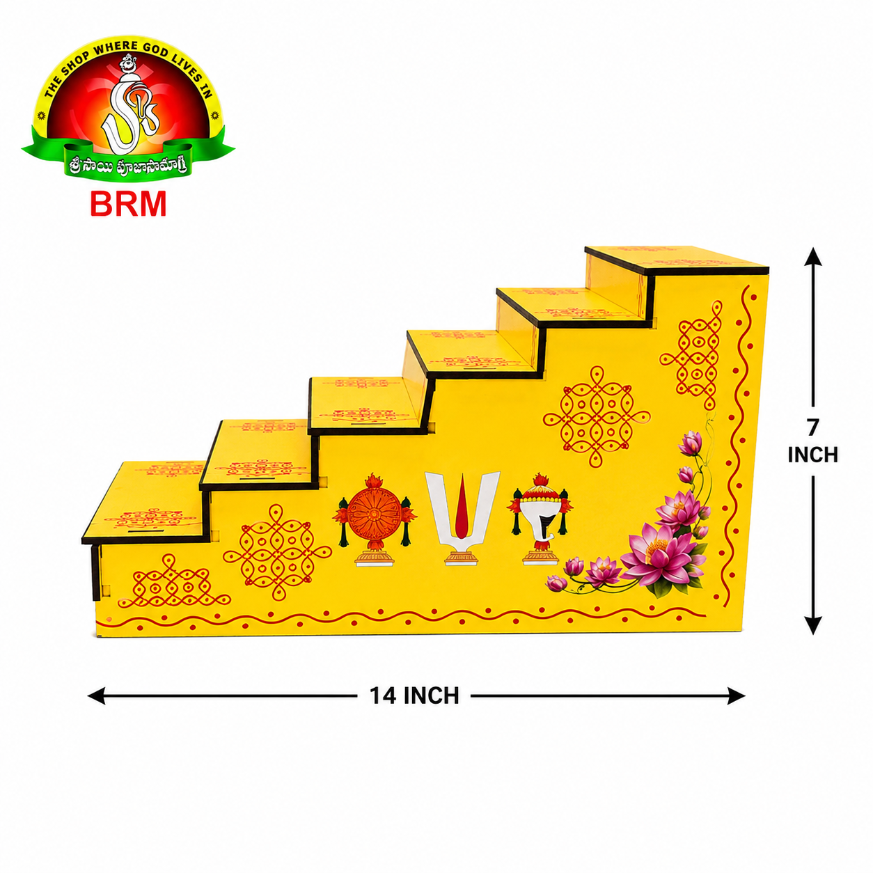 MDF 7 Steps for Edu Shanivara Vratham Pooja – Reusable Sacred Display Stand (7 x 14 Inch)