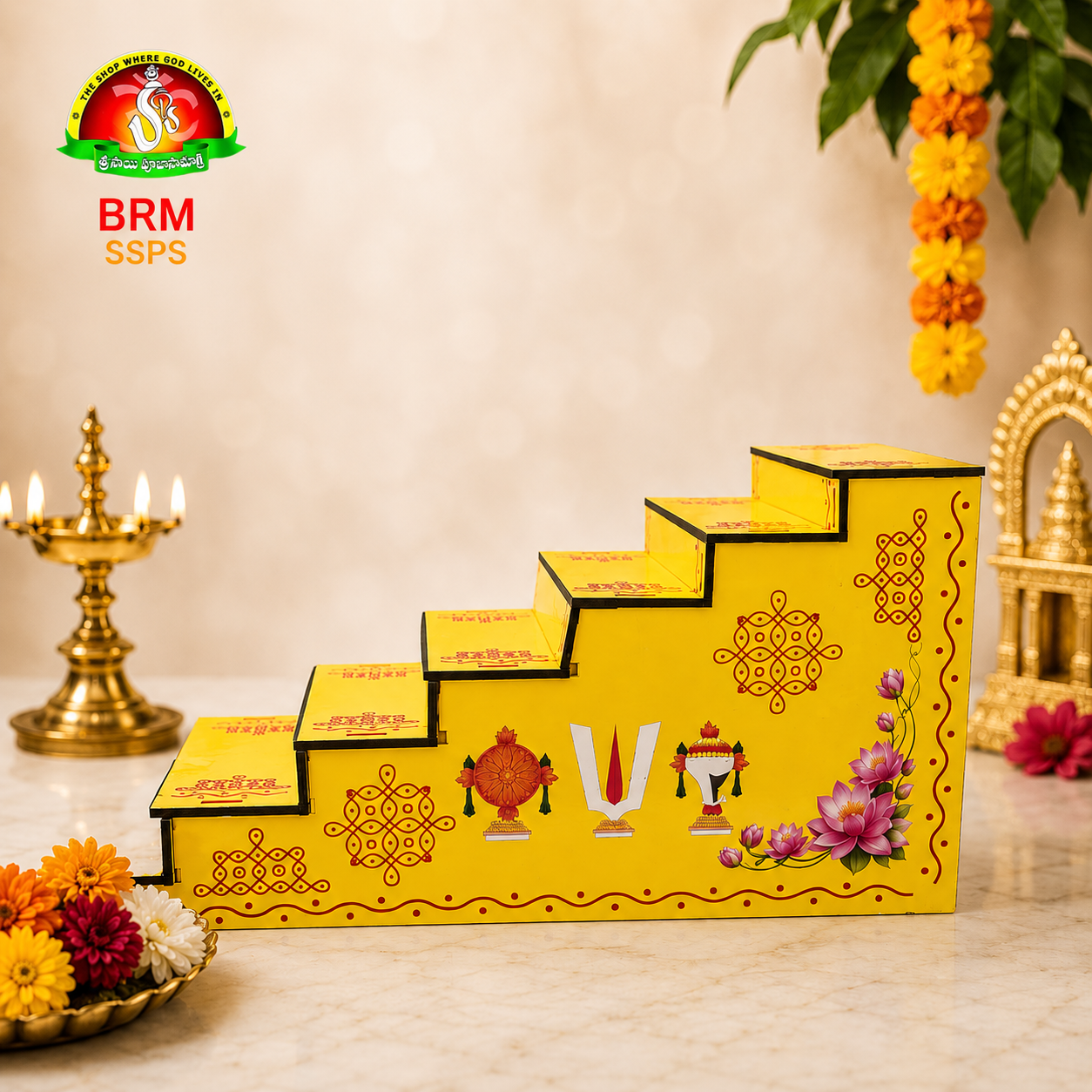 MDF 7 Steps for Edu Shanivara Vratham Pooja – Reusable Sacred Display Stand (7 x 14 Inch)