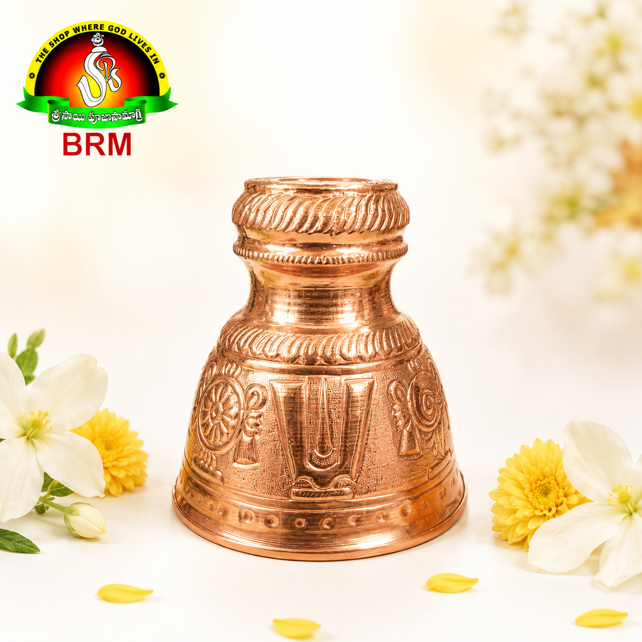 Copper Shatha Gopuram with Shanku Chakra Namam Carving