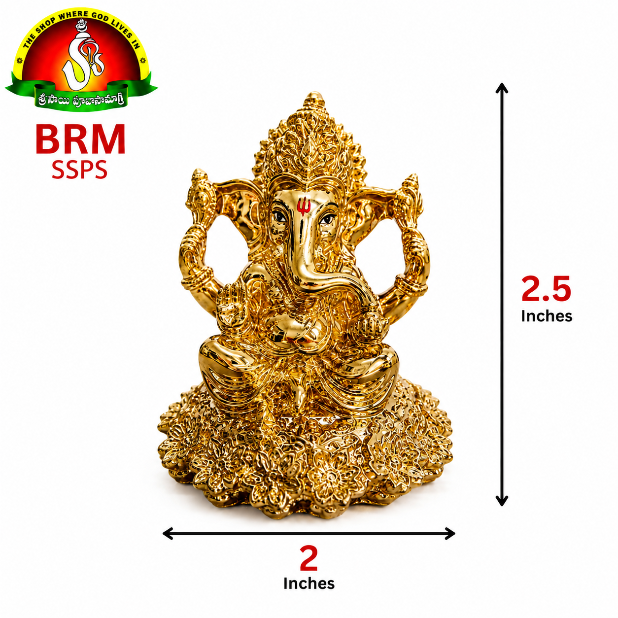Gold Plated Lord Ganesha Idol – Divine Ganesh Murti for Home, Office & Pooja