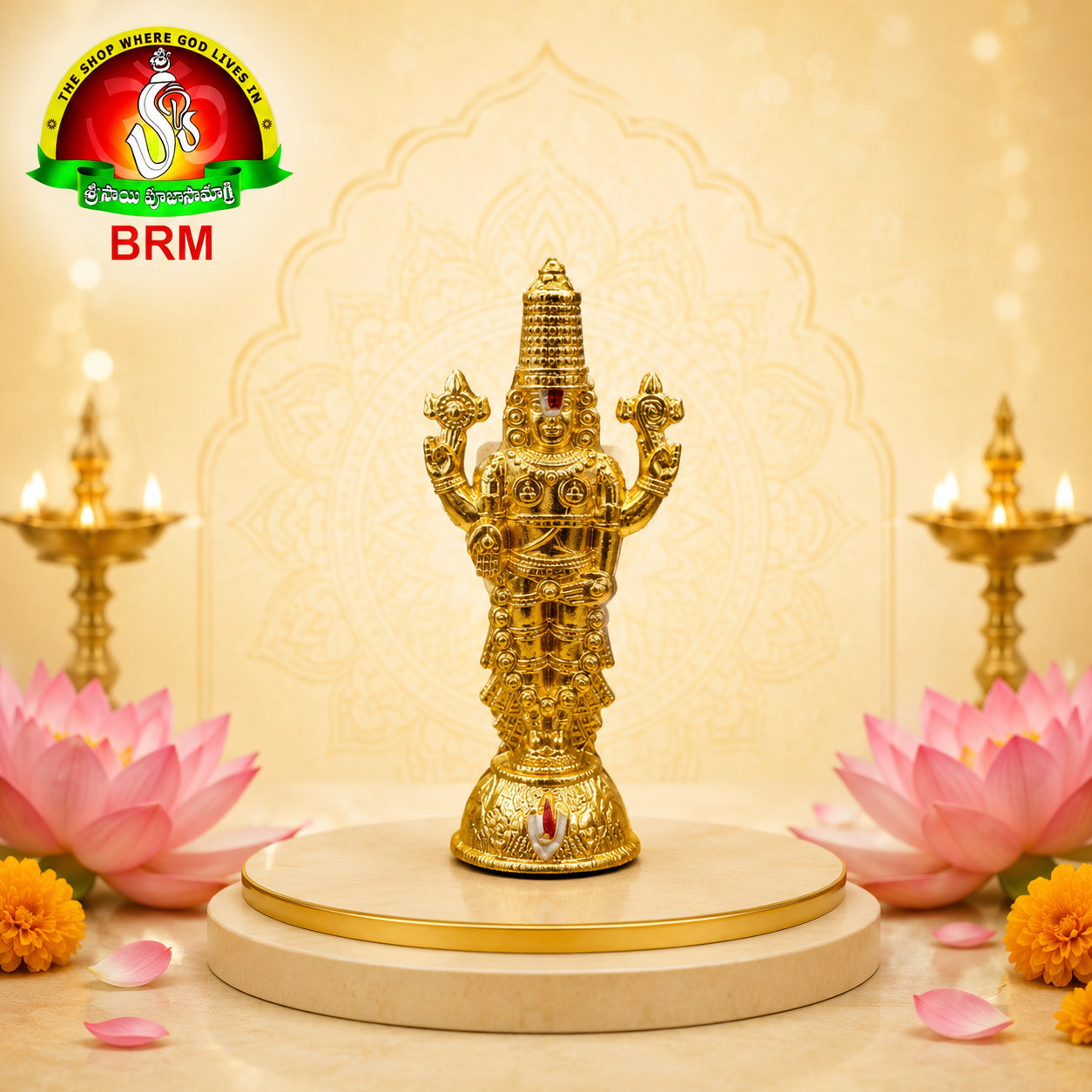 MDF 7 Steps Edu Shanivara Vratham Set with Metal Balaji Idol & Balaji Padalu