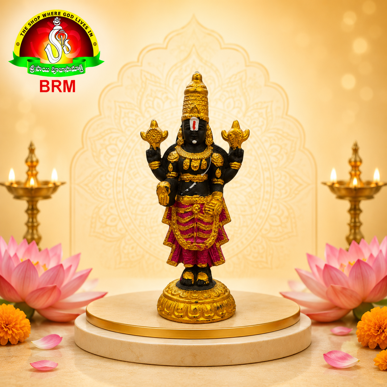 Edu Shanivara Vratham MDF 7 Steps Set with Balaji Idol and Metal Padalu