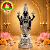 Silver Plated Balaji Idol 8 Inch – Premium Brass Powder Venkateswara Swamy Murti