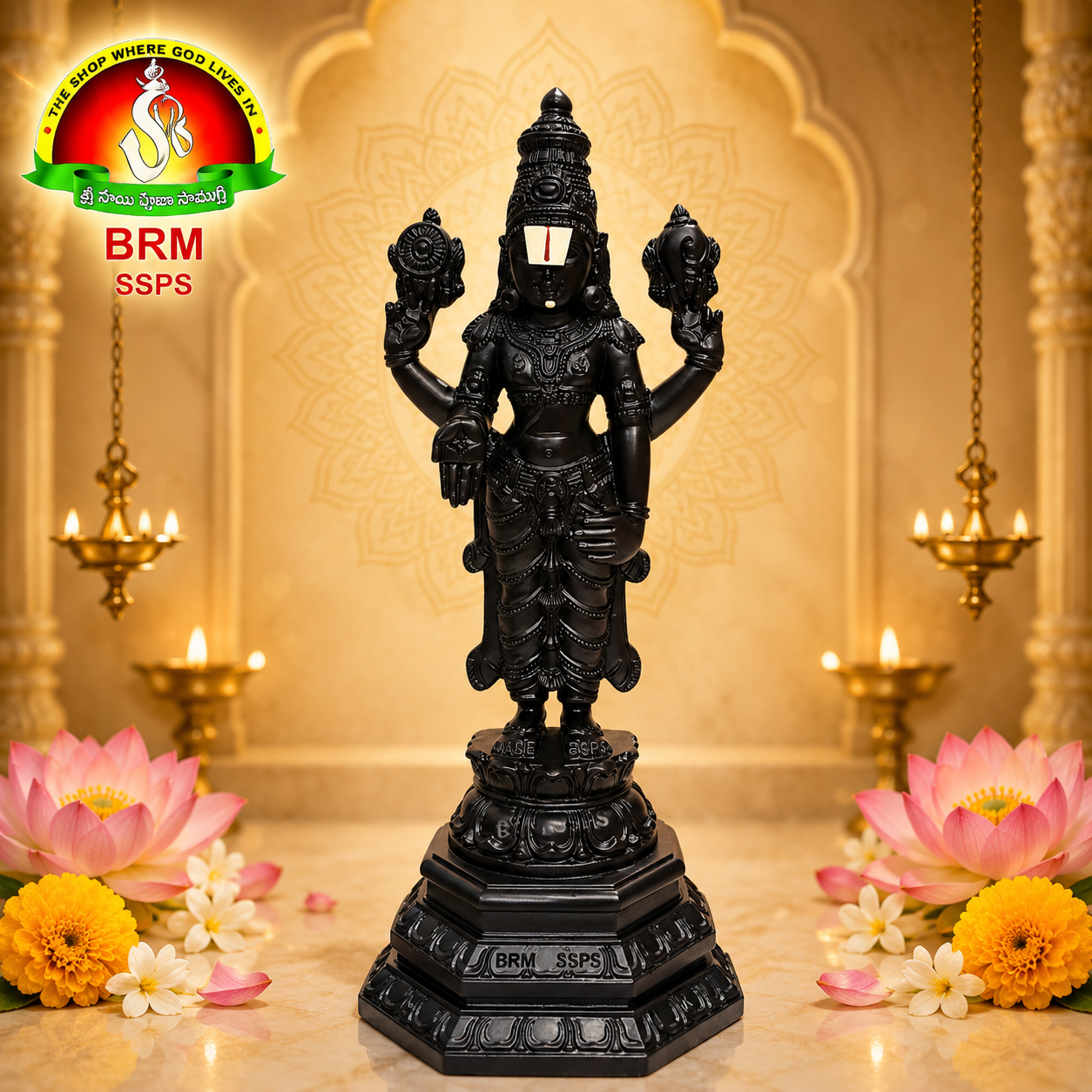 Premium Rosewood Lord Balaji Idol – Handcrafted Tirupati Venkateswara Swamy Statue