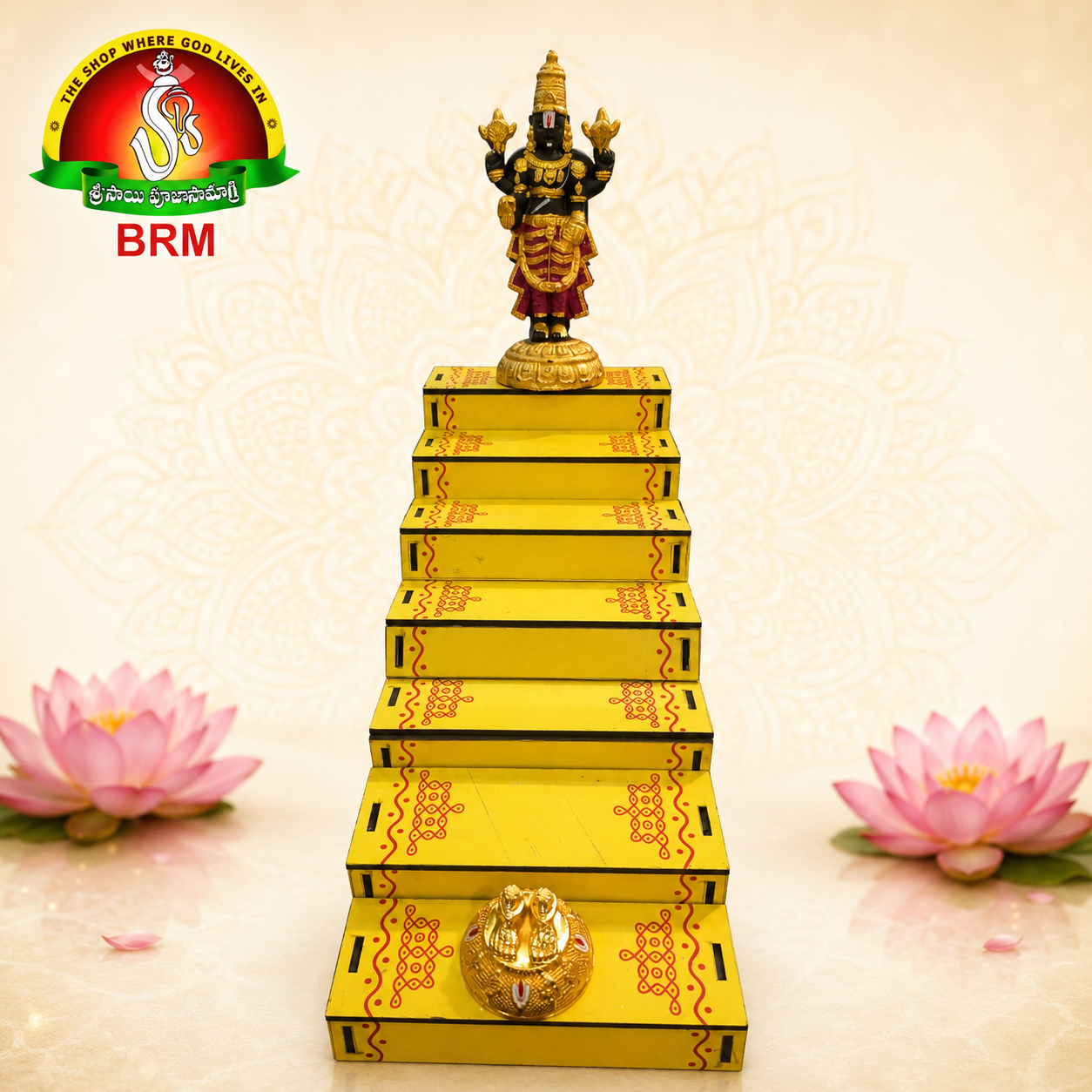 Edu Shanivara Vratham MDF 7 Steps Set with Balaji Idol and Metal Padalu