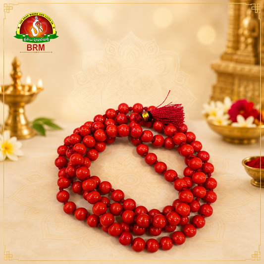 Original Pagadam Mala 6mm – 108 Beads (Natural Coral Japa Mala)
