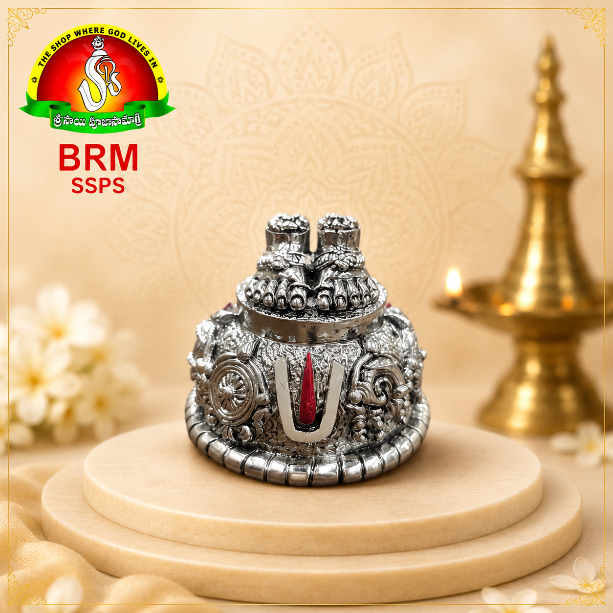 Silver Plated Balaji Padalu – Sacred Lord Venkateswara Divine Feet for Pooja