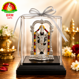 Silver Plated Tirupati Balaji Idol with Acrylic Box – Divine Blessings for Home & Office