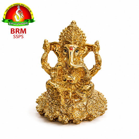 Gold Plated Lord Ganesha Idol – Divine Ganesh Murti for Home, Office & Pooja