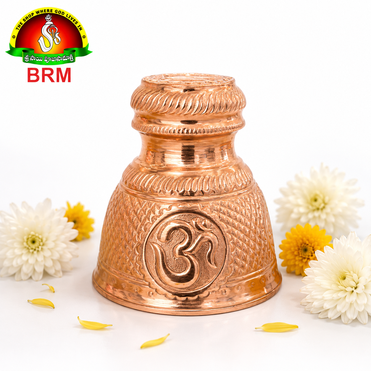 Copper Shatha Gopuram with Shivalingam, Trishulam & Om Carving