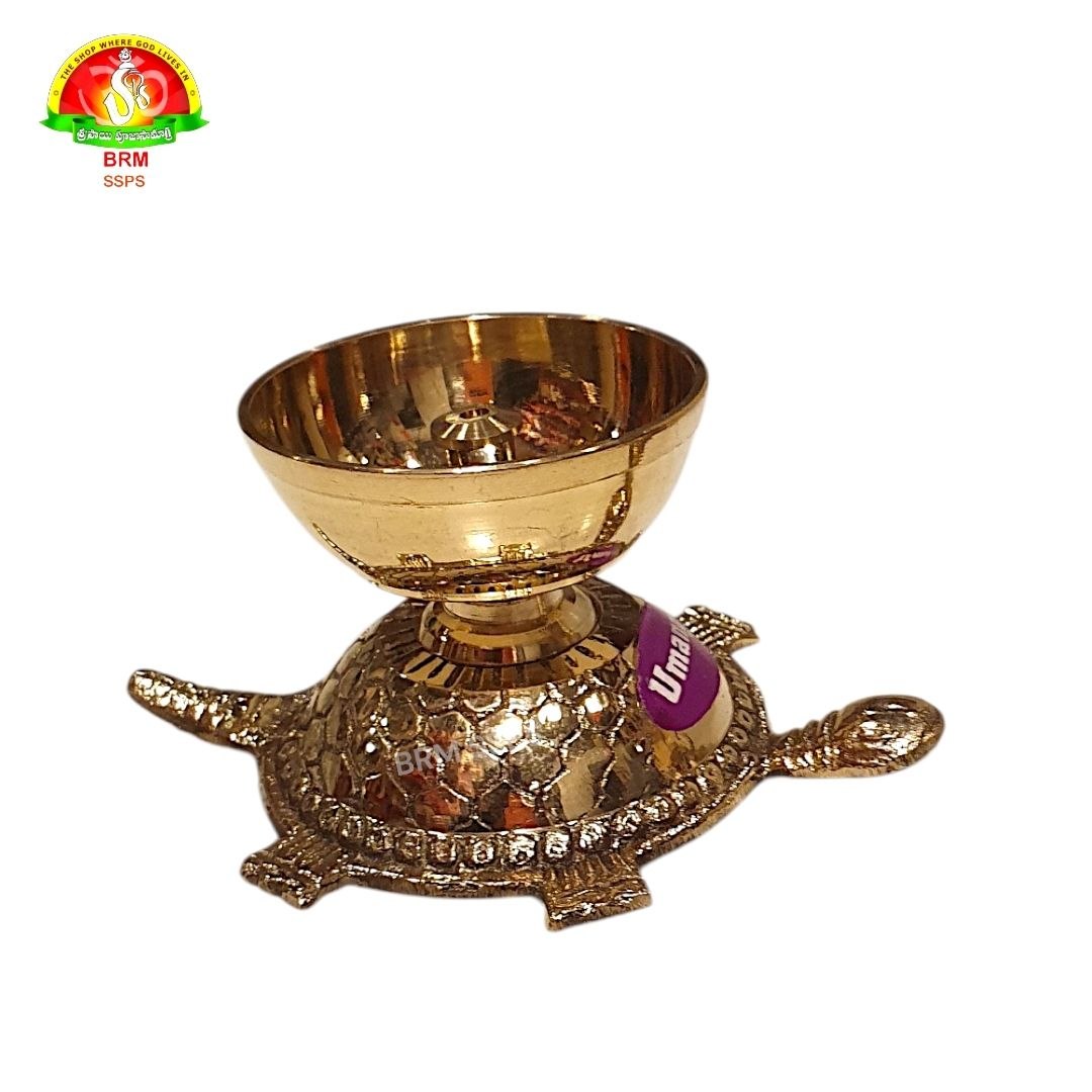Premium Brass Tortoise Deepam – 5cm Traditional Pooja Lamp
