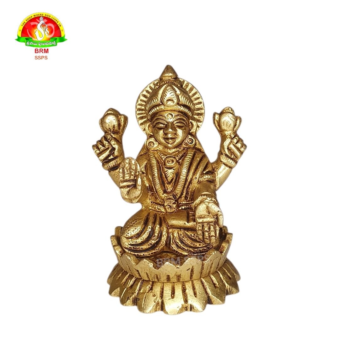 Brass Lakshmi Devi Idol for Home & Pooja – Premium Brass Murti (6.5cm)