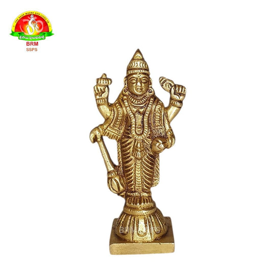 Brass Sathyanarayana Swamy Idol for Home & Pooja – Premium Brass Murti (9cm)